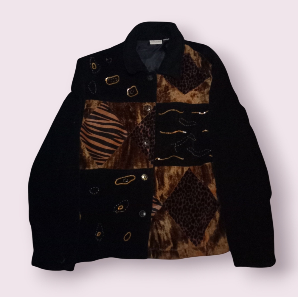 White Stag Animal Print Chenille Blazer Jacket